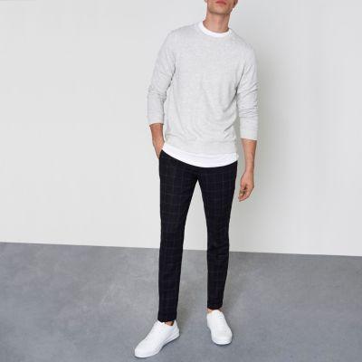 River Island Mens Check Skinny Fit Smart Pants