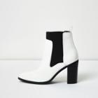 River Island Womens White Contrast Heeled Ankle Boots