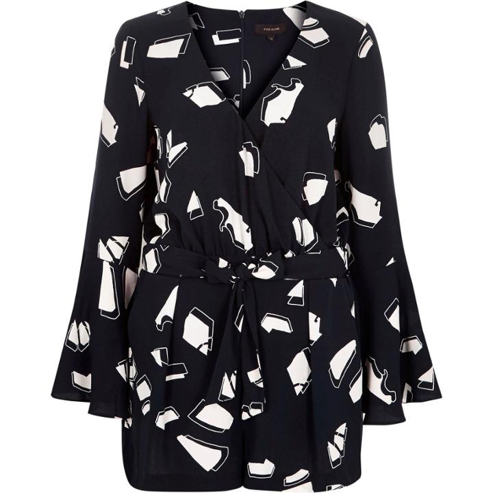 River Island Womens Print 70s Bell Sleeve Romper