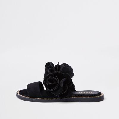 River Island Womens 3d Flower Double Strap Sandal