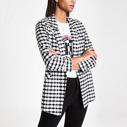 River Island Womens Check Long Sleeve Blazer