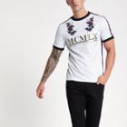 River Island Mens White 'mcmlx' Football Style Tape T-shirt
