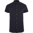 River Island Mens Poplin Muscle Fit Short Sleeve Shirt