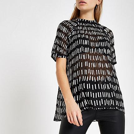 River Island Womens Print Plisse Geo Print Top