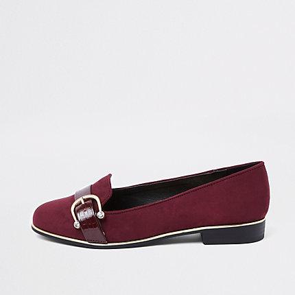 River Island Womens Wide Fit Diamante Buckle Loafers