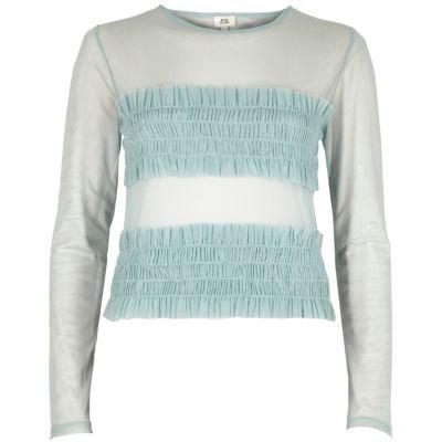 River Island Womens Shirred Panel Mesh Top