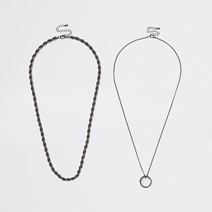 River Island Mens Rhinestone Tag Necklace