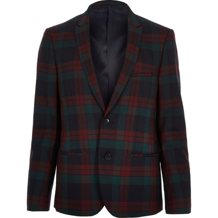 River Island Mensdark Checked Vito Blazer
