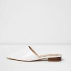 River Island Womens White Croc Embossed Backless Pointed Shoes