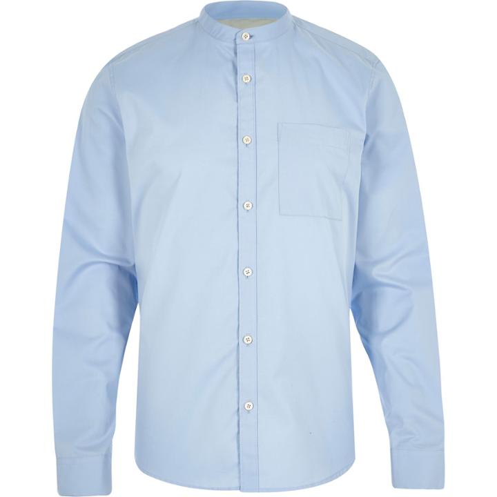 River Island Menslight Long Sleeve Grandad Shirt