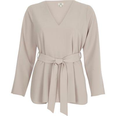 River Island Womens Long Split Sleeve Tie Waist Top