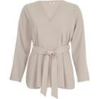 River Island Womens Long Split Sleeve Tie Waist Top