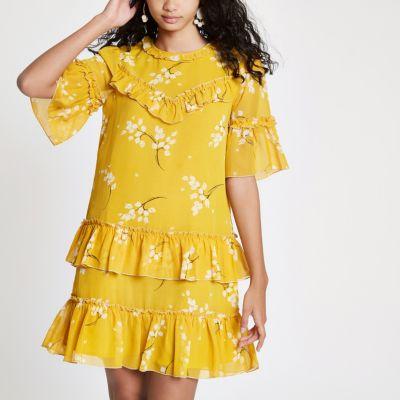 River Island Womens Floral Print Sequin Swing Dress