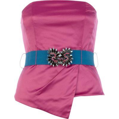 River Island Womens Asymetric Satin Jewelled Bustier