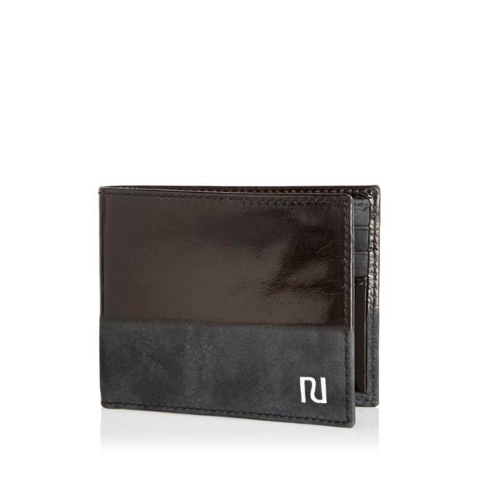 River Island Mensblack Leather Half Patent Wallet