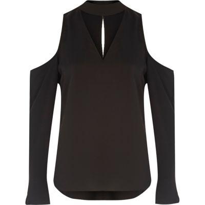 River Island Womens Cold Shoulder Choker Blouse
