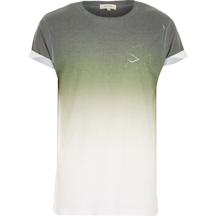 River Island Mensgreen Faded Hexagon Print T-shirt