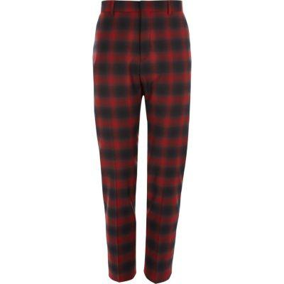 River Island Mens Check Stretch Skinny Fit Suit Trousers
