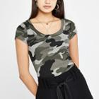 River Island Womens Camo Scoop T-shirt