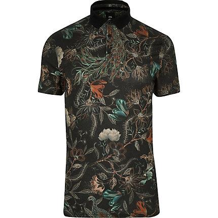River Island Mens Big And Tall Floral Print Polo Shirt