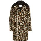 River Island Womens Leopard Print Faux Fur Coat