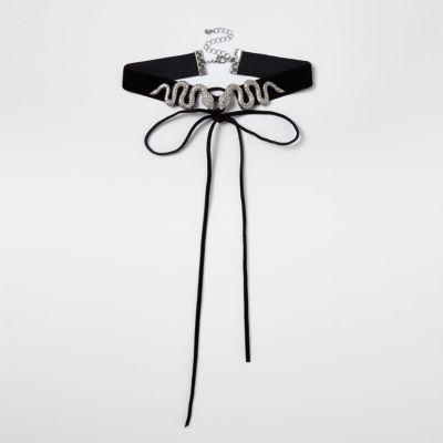 River Island Womens Velvet Snake Corset Choker