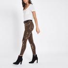 River Island Womens Leopard Print Denim Amelie Skinny Jeans