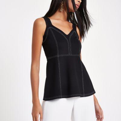River Island Womens Contrast Stitch Peplum Cami Top