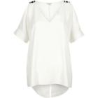 River Island Womens White Cold Shoulder V-neck Top
