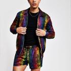 River Island Mens Multi Coloured Snake Print Zip Shirt