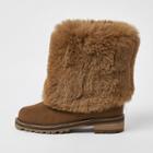 River Island Womens Turn Down Faux Fur Boots