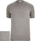 River Island Mensgrey Zip-up Polo Neck