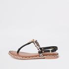 River Island Womens Leather Ring And Rope Flat Sandals
