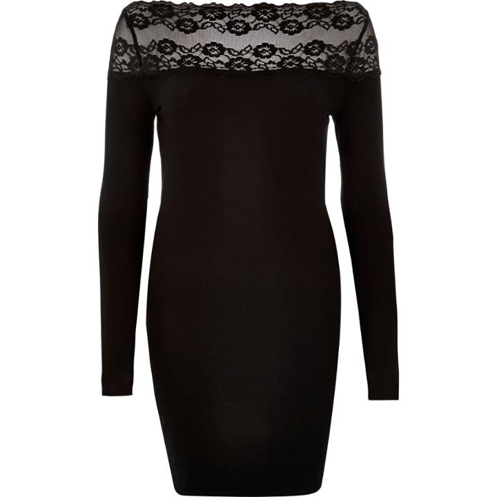 River Island Womens Lace Trim Bardot Mini Dress