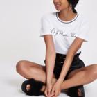 River Island Womens White 'positive Vibes' Trim T-shirt