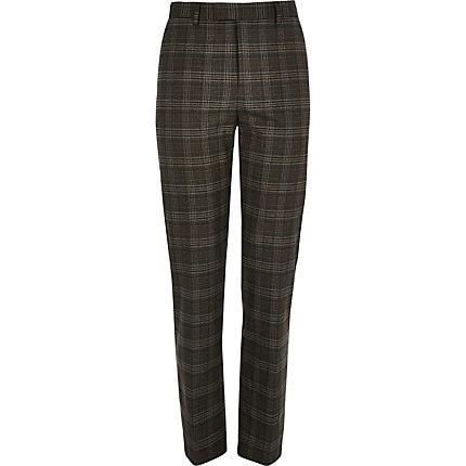 River Island Mens Heritage Check Skinny Suit Trousers