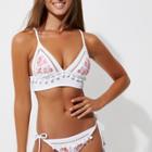 River Island Womens White Floral Triangle Longline Bikini Top