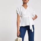 River Island Womens Wrap Side Ruched Sleeve Top