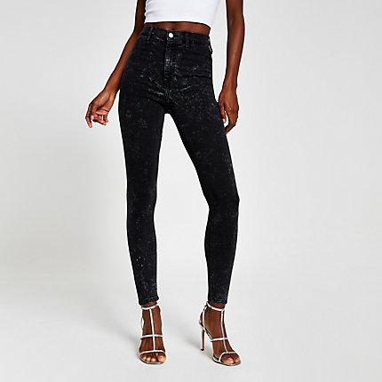 River Island Womens Kaia High Rise Acid Disco Jeans