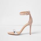 River Island Womens Nude Barely There Metallic Wide Fit Sandals