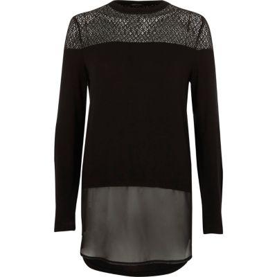 River Island Womens Lace And Mesh Layered Top