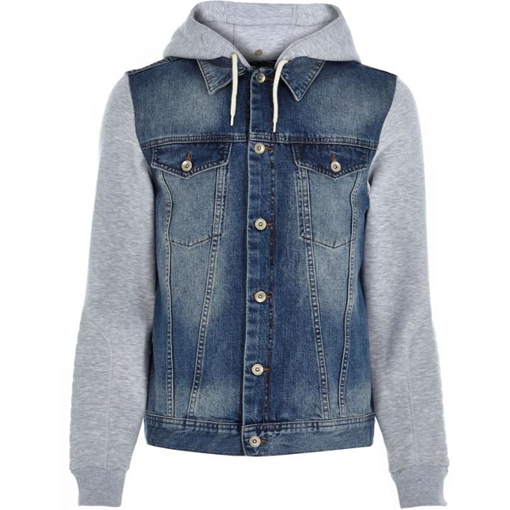 River Island Mensdenim Casual Hoodie Jacket