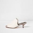 River Island Womens White Snake Embossed Kitten Heel Mules
