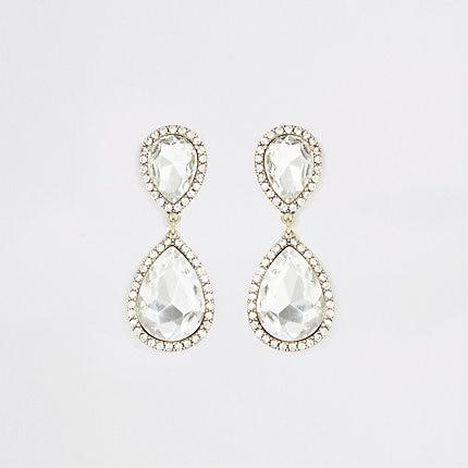 River Island Womens Gold Colour Jewel Antique Drop Earrings