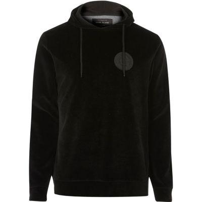 River Island Mens Velour Logo Hoodie