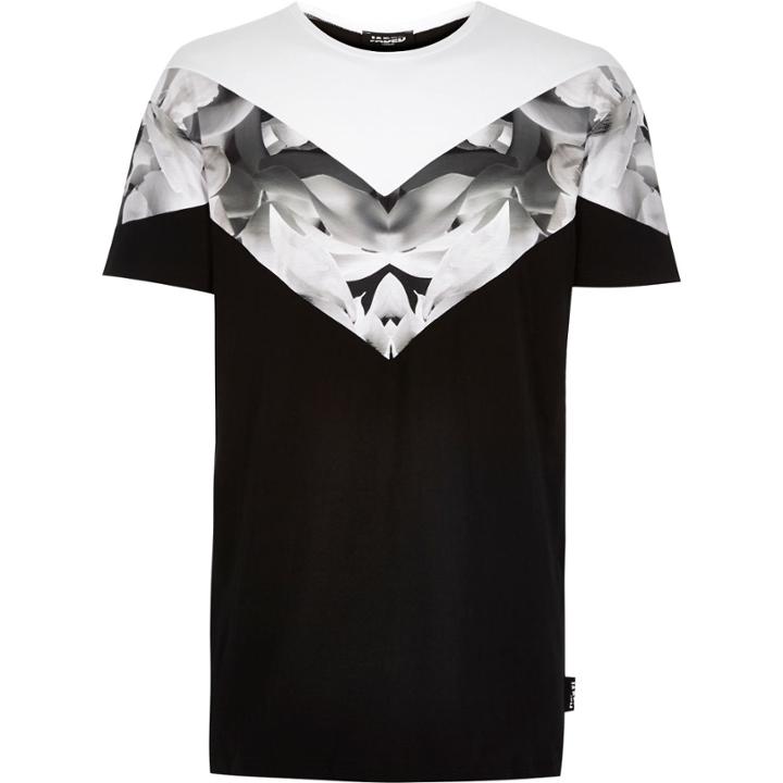 River Island Mensblack Jaded Chevron Print T-shirt