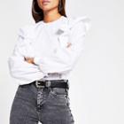 River Island Womens White Long Sleeve Frill Blouse