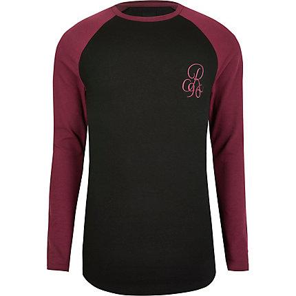 River Island Mens R96 Muscle Fit Long Sleeve Raglan Top