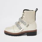River Island Womens Faux Leather Embellished Biker Boots