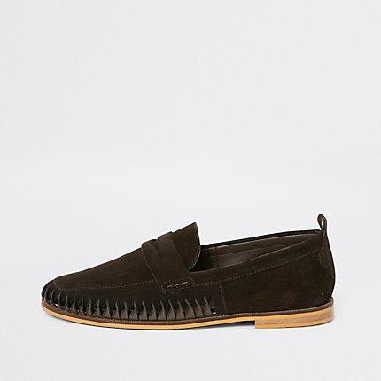 River Island Mens Suede Woven Loafers
